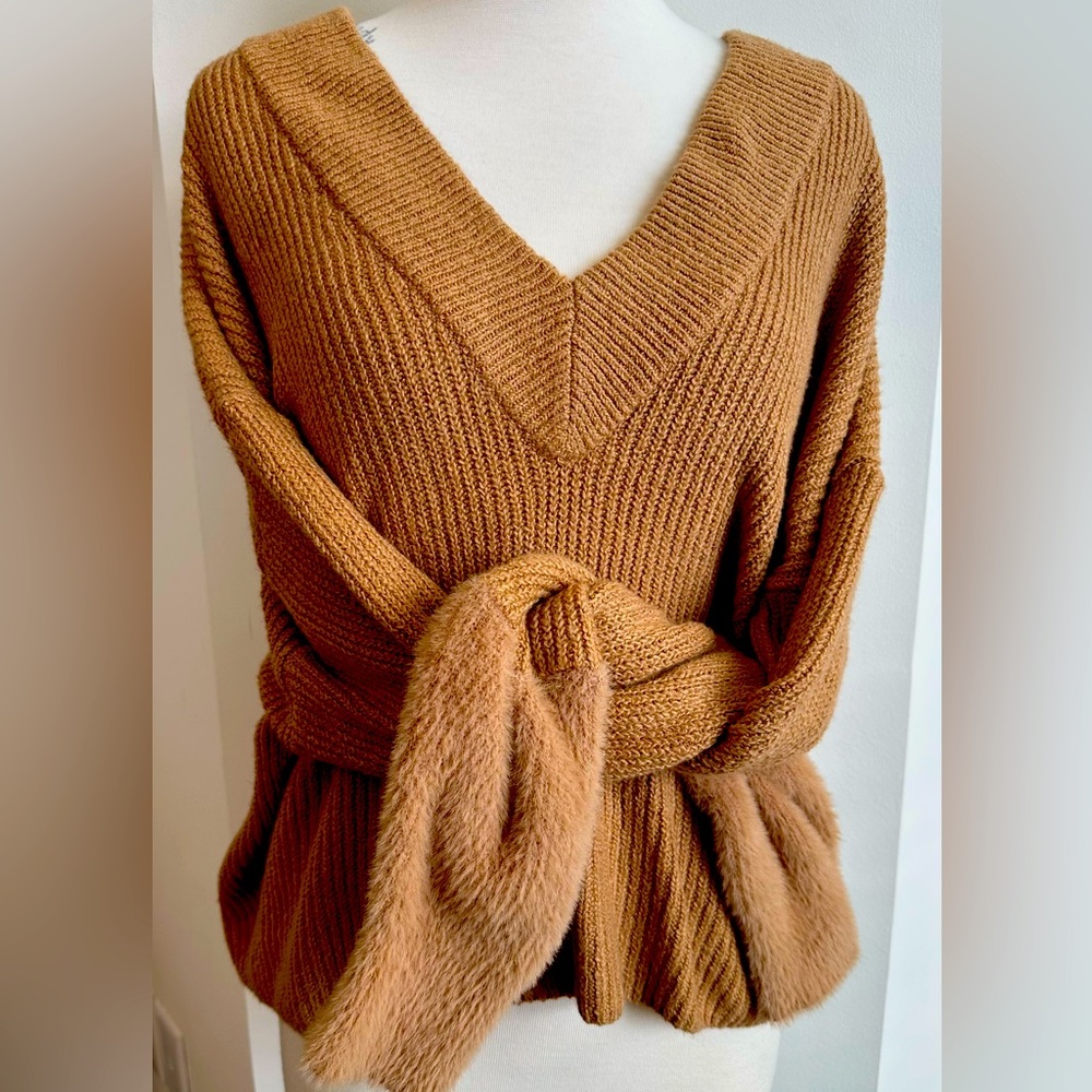 Express faux fur sleeve sweater.